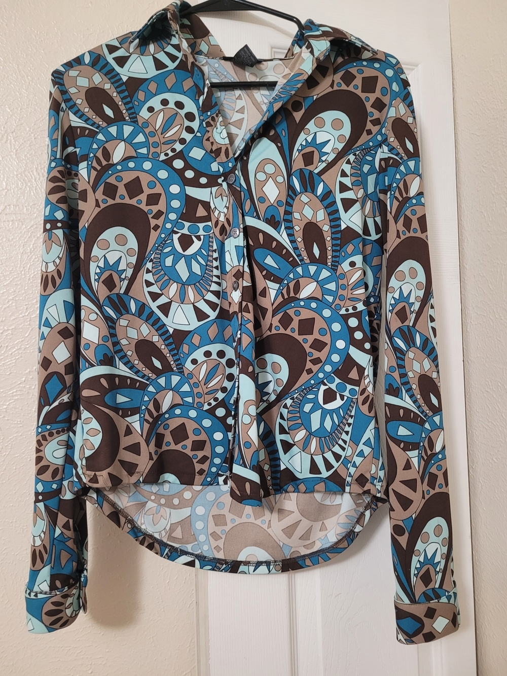 The Limited Blue & Brown Geometric Button-Down Shirt